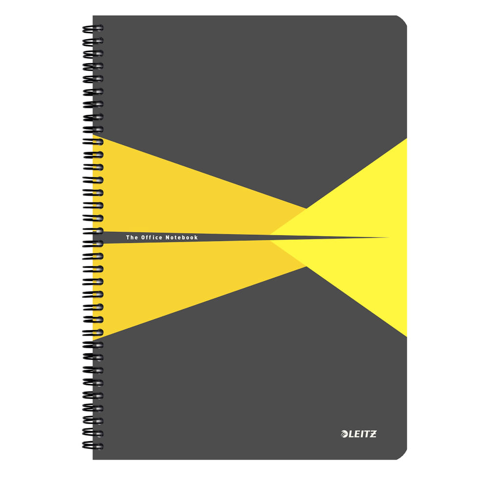 Caiet de birou leitz office, a5, carton, cu spira, 90 file, matematica, galben