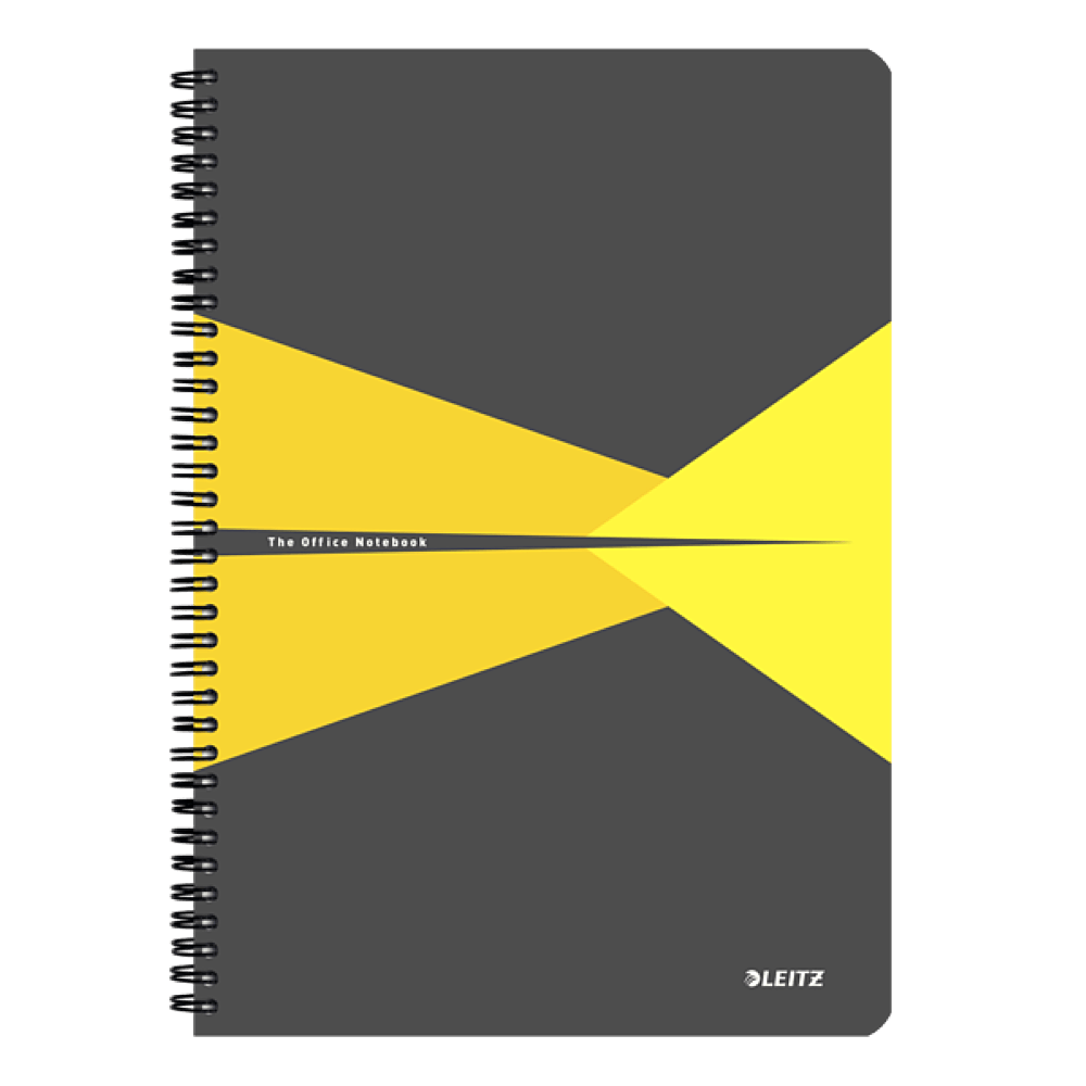 Caiet de birou Leitz Office A4 coperta PP cu spira 90 file matematica galben