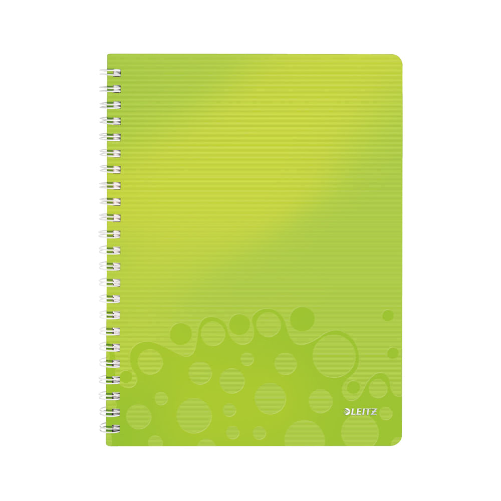 Caiet de birou leitz wow, a4, coperta pp, cu spira, 80 file, dictando, verde metalizat