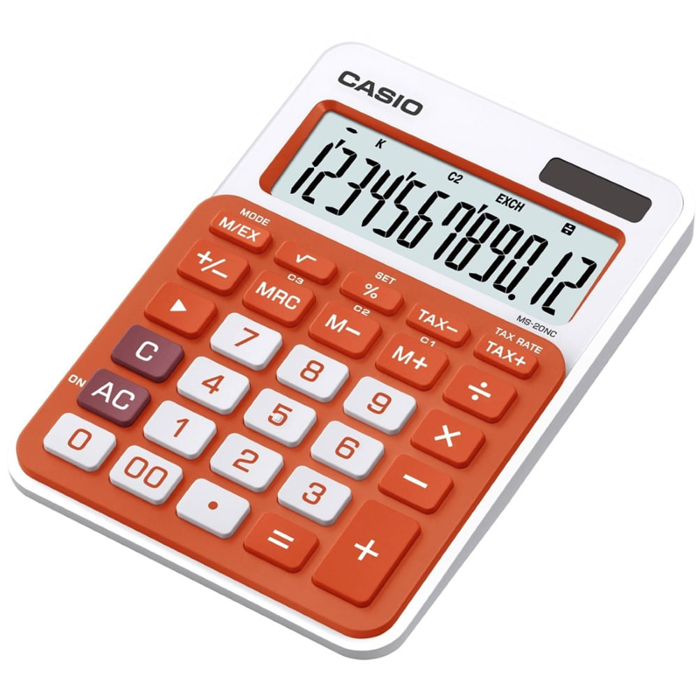 Calculator de birou Casio MS20NC, 12 digits Calculator de birou Casio MS20-NC, 12 digits, portocaliu