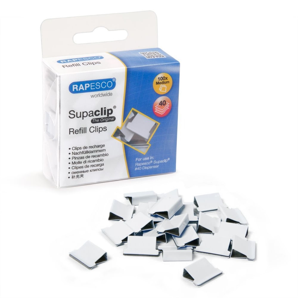 Clipsuri metalice rapesco supaclip, 40 coli, alb, 100 bucati/set