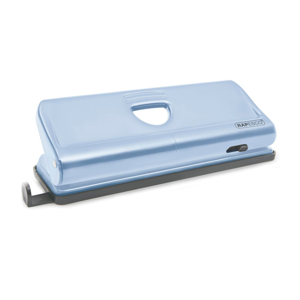 Perforator hartie 6 perforatii 10 coli metal Rapesco Perforator metalic Rapesco cu 6 perforatii reglabile 10 coli blue fondant