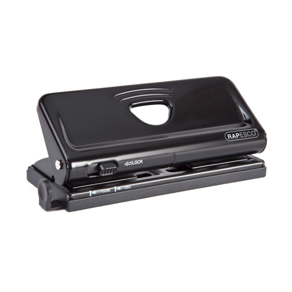 Perforator metalic rapesco, cu 6 perforatii reglabile, 10 coli, negru