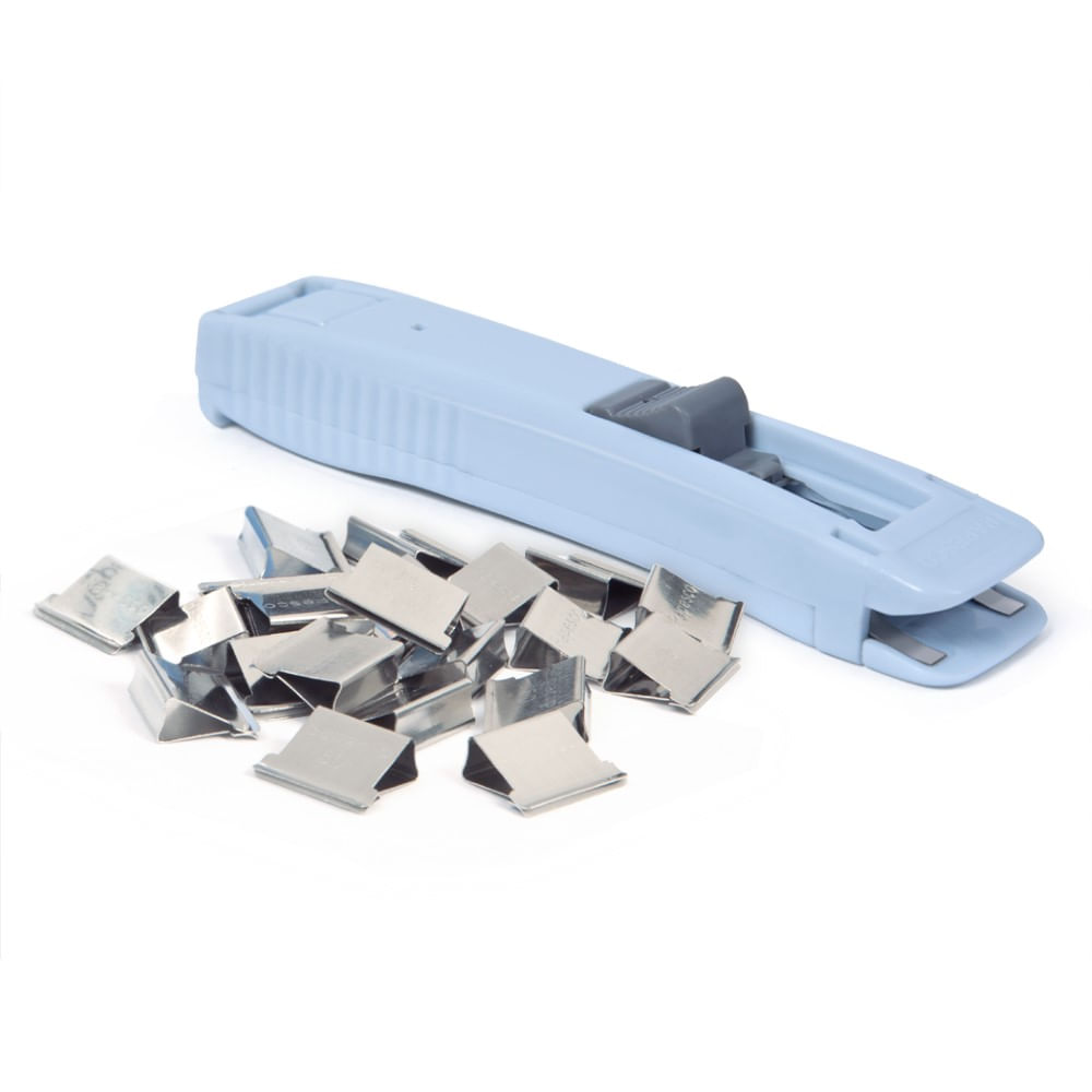 Dispenser clipsuri metalice 40 coli bleu fondant include 25 clipsuri