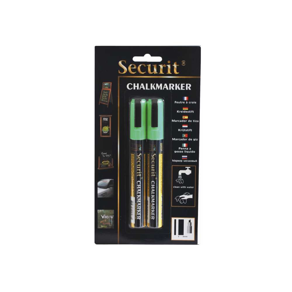 Marker cu creta vermes, varf tesit, 2 mm, 2 bucati/set, verde