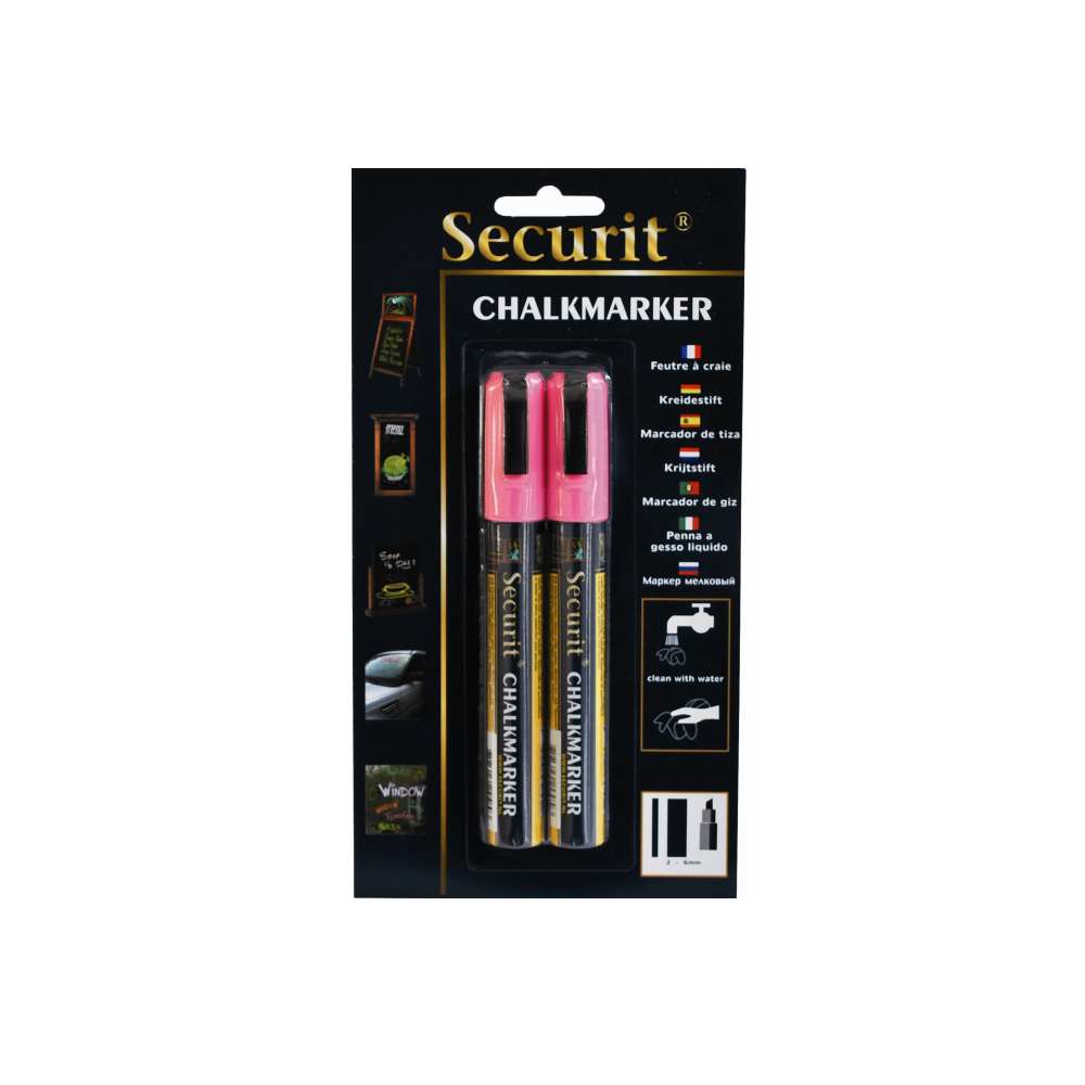 Marker cu creta vermes, varf tesit, 2 mm, 2 bucati/set, roz
