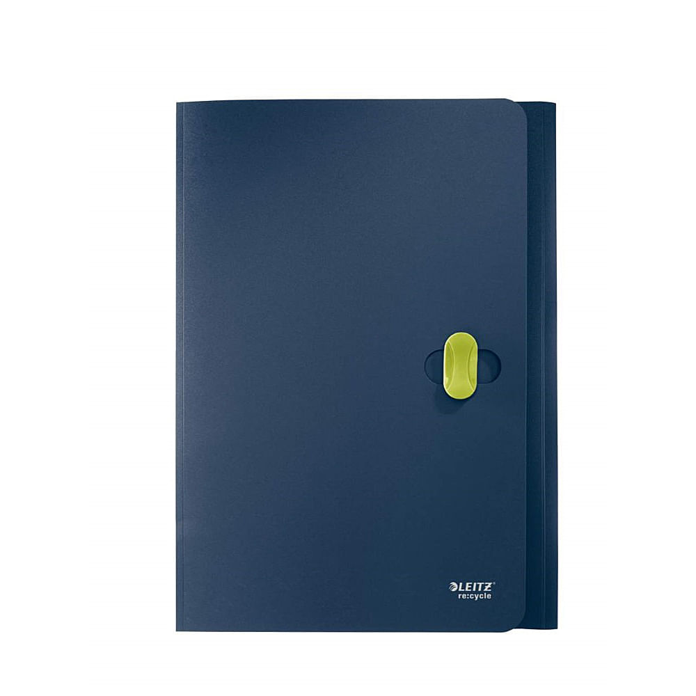 Mapa plastic leitz recycle, inchidere cu buton rotativ, 150 coli, albastru