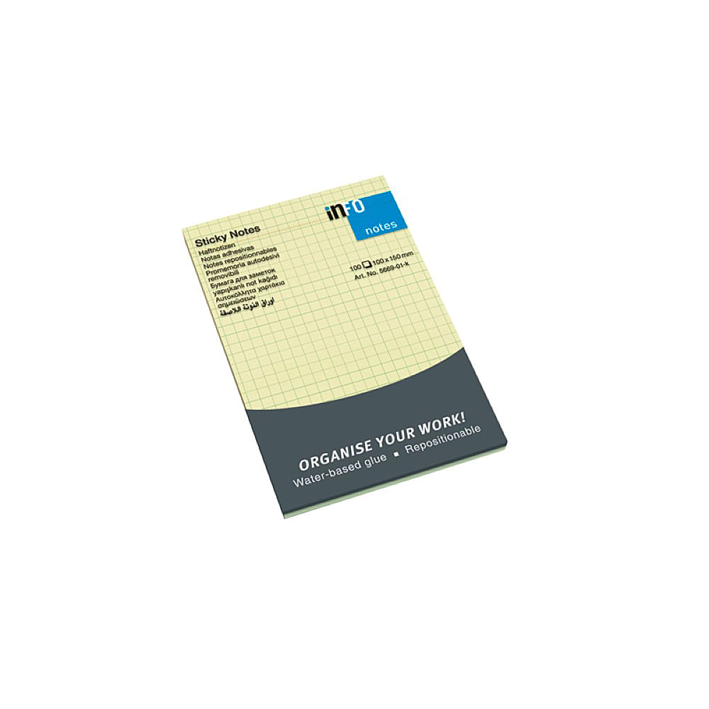 Notite adezive Info Notes, 100 x 150 mm, liniate matematica