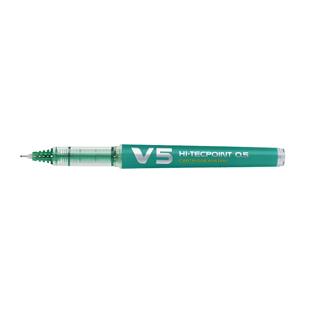 Roller reincarcabil V5 Hi-Tecpoint Pilot 0.5 mm varf fin Roller reincarcabil Pilot V5 Hi-Tecpoint 0.5 mm verde