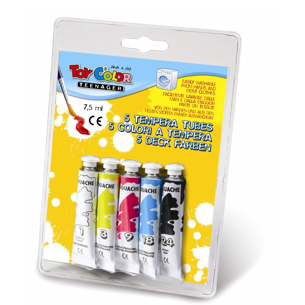 Tempera la tub Toy Color 7.5 ml 5 culori