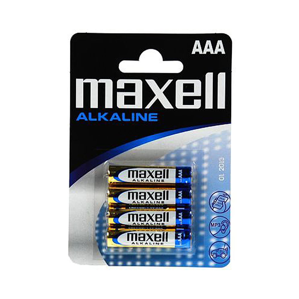 Baterii AAA LR03 Maxell, Alkaline, 1.5V, 4 bucati/set Baterii alcalina Maxell, 1.5V, LR3 AAA, 4 bucati/set