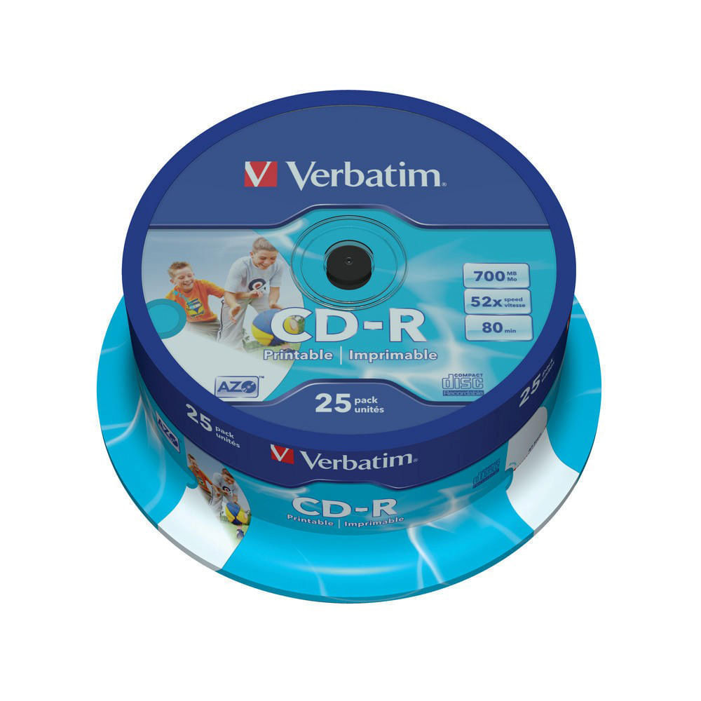 CD-R Verbatim printable, 25 bucati/set dacris.net imagine 2022 cartile.ro