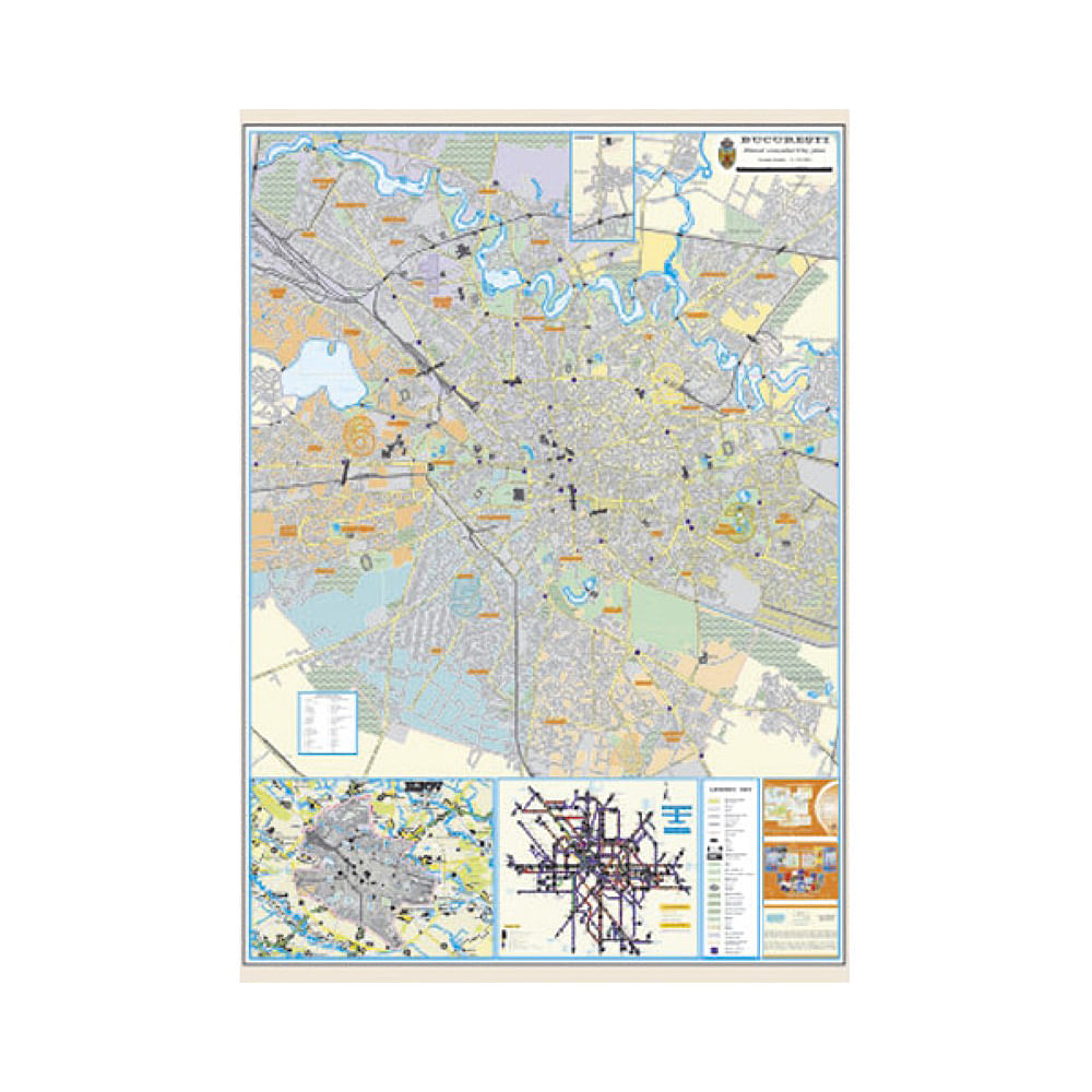 Harta Bucuresti, 100 x 140 cm, pe panou de pluta Alte brand-uri imagine 2022