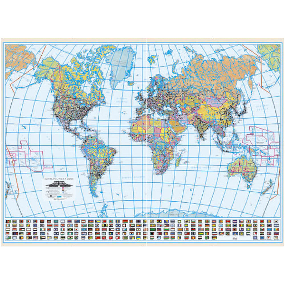 Harta Lumii politica, 100 x 140 cm, scara 1:30 mil