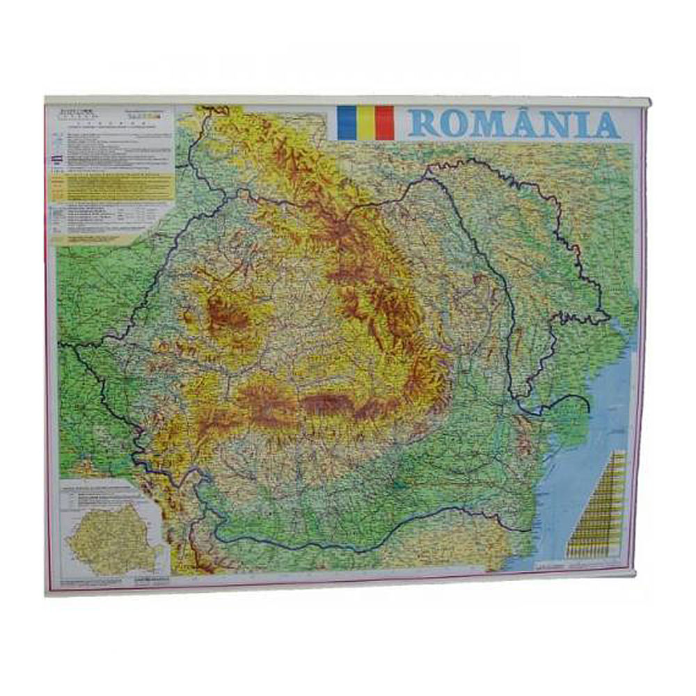 Harta Romaniei fizico-geografica si administrativa 100 x 140 cm