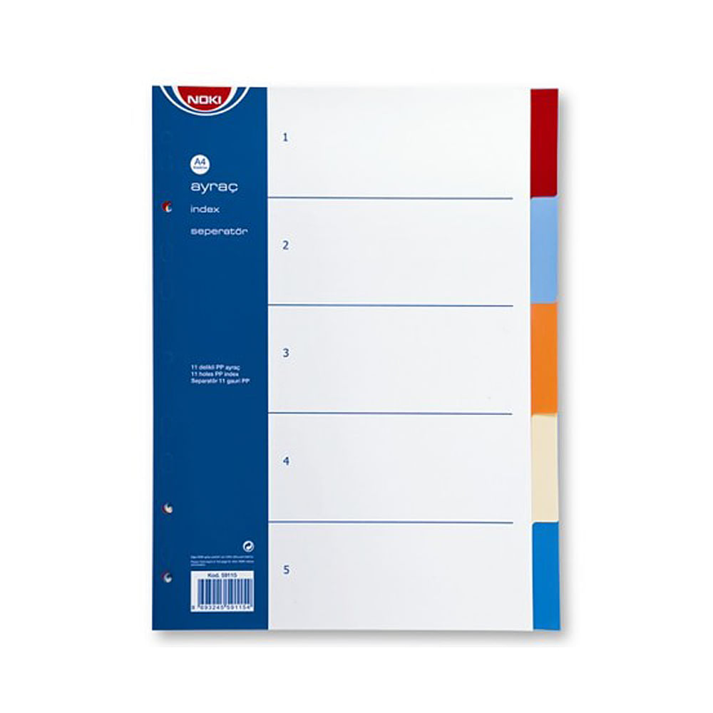 Index plastic a4, 1-5 diviziuni color