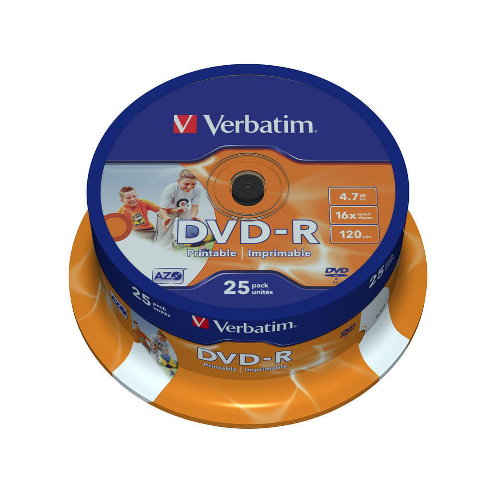DVD-R Verbatim printable, 25 bucati/set dacris.net imagine 2022 cartile.ro