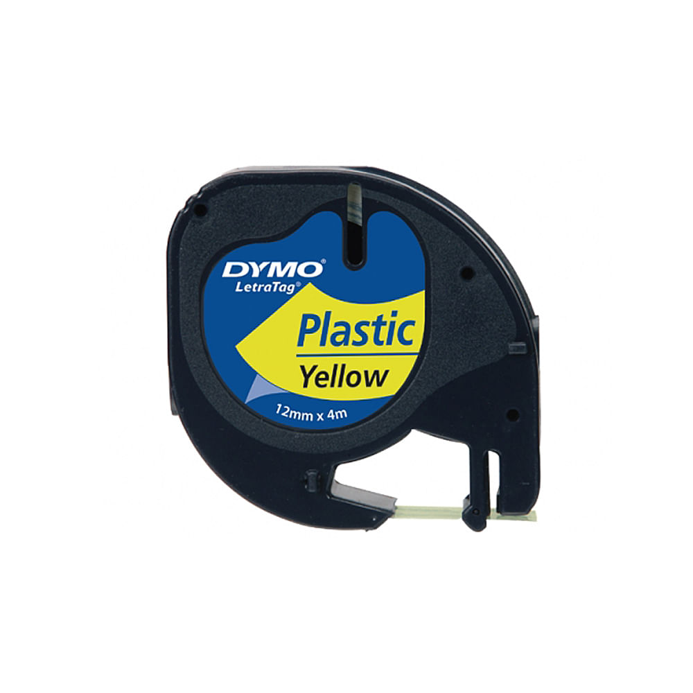 Banda Dymo Letratag, plastic, 12 mm x 4 m, galben