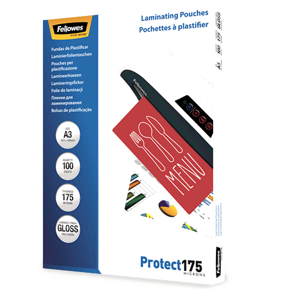 Folie laminat Fellowes A3 175 microni 100 bucati/top