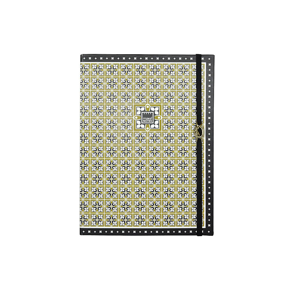 Caiet A4, 96 file, cu modele aurii si elastic