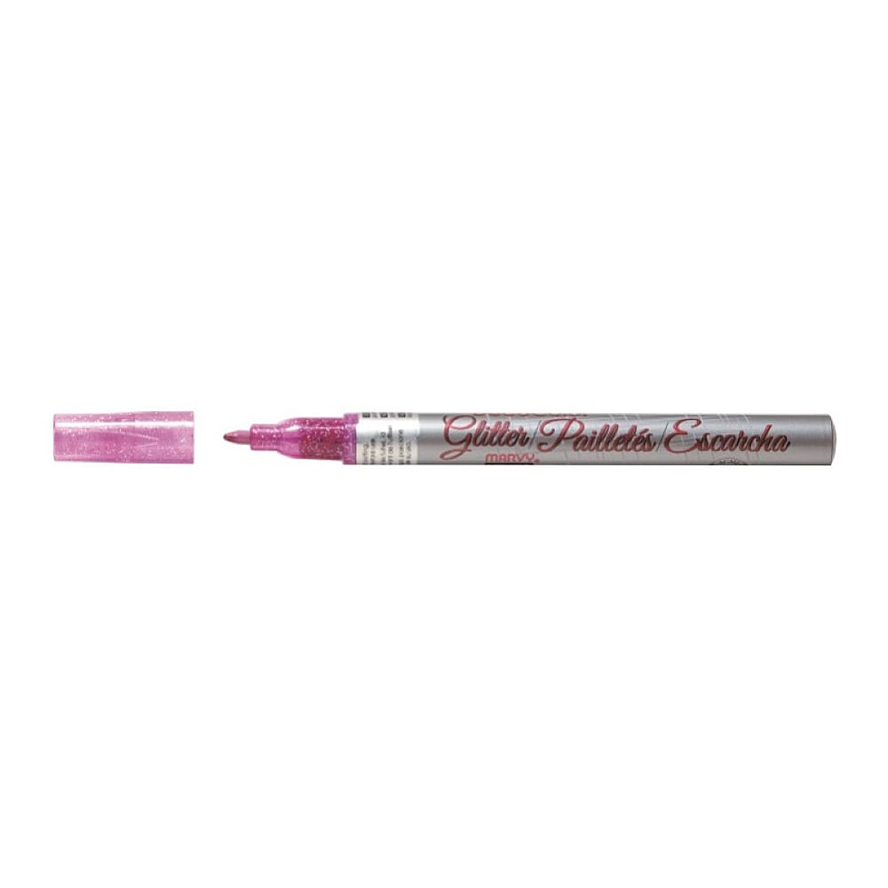 Marker Uchida DecoColor Glitter varf rotund 1.0 mm magenta