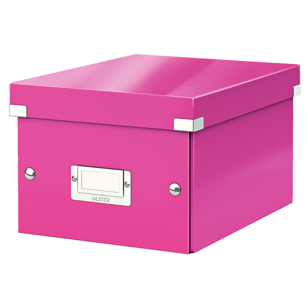 Cutie depozitare carton laminat pliabila cu capac 220 x 160 x 280 mm  Leitz WOW Click&Store roz