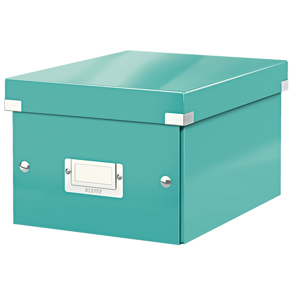 Cutie depozitare carton laminat pliabila cu capac 220 x 160 x 280 mm  Leitz WOW Click&Store turcoaz