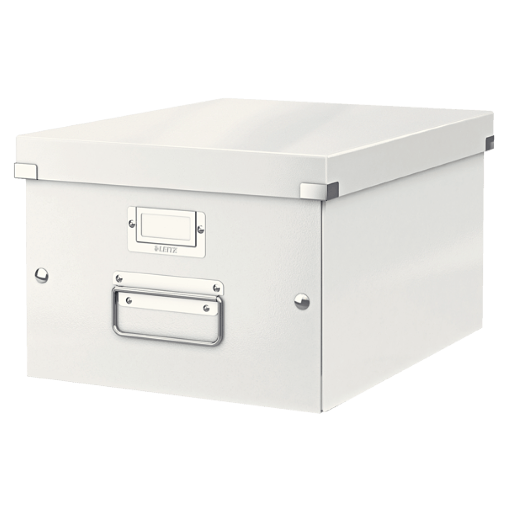 Cutie depozitare carton laminat pliabila cu capac 280 x 200 x 370 mm Leitz WOW Click&Store alb