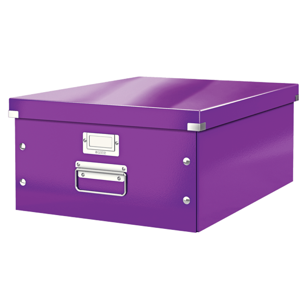 Cutie depozitare cu capac carton laminat pliabila cu capac 360 x 200 x 480 mm Leitz WOW Click&Store mov