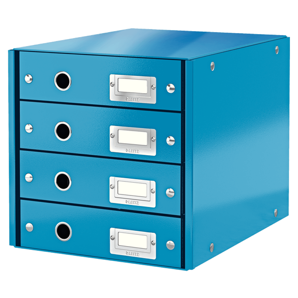 Suport documente leitz click & store, cu 4 sertare, albastru