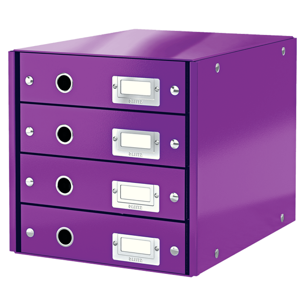 Suport documente leitz click & store, cu 4 sertare, mov