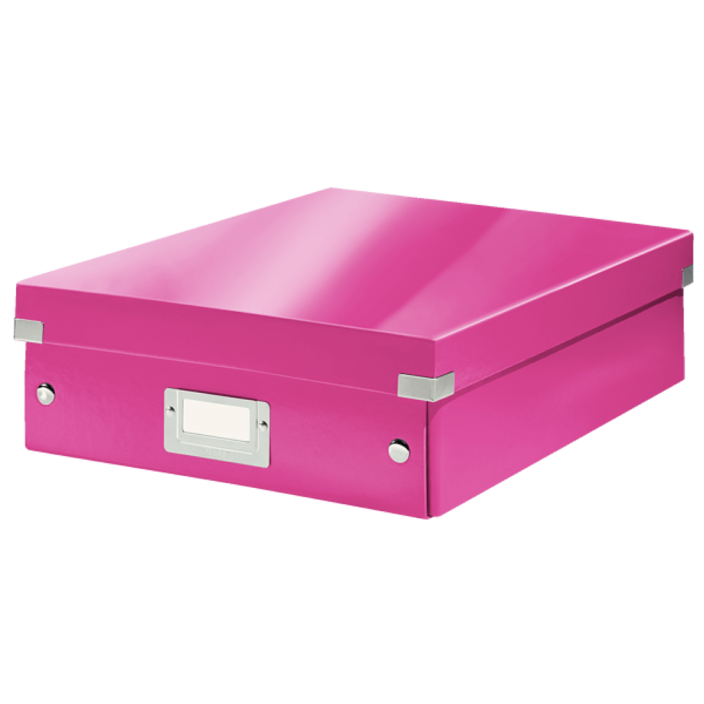 Cutie depozitare cu capac carton laminat cu capac 280 x 100 x 370 mm Leitz WOW Click&Store roz