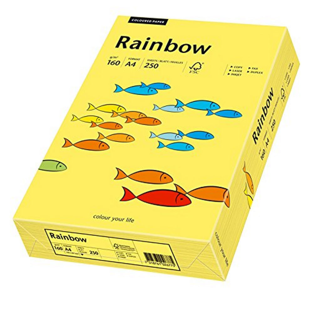 Carton A4 Rainbow, 160 g/mp, 250 coli/top, galben dacris.net