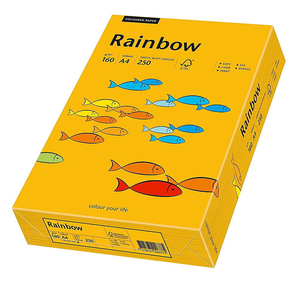 Carton A4 Rainbow, 160 g/mp, 250 coli/top, portocaliu