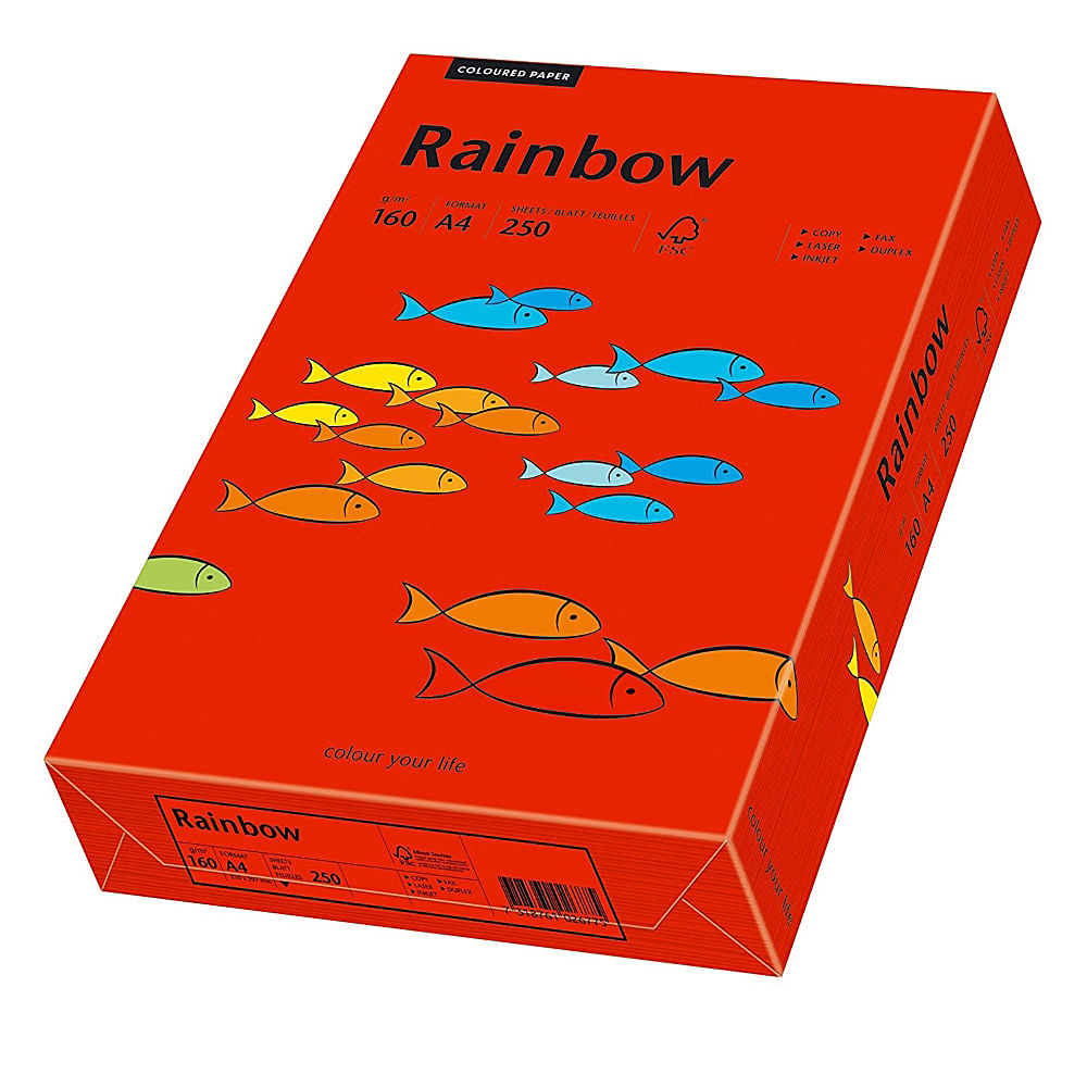 Carton A4 Rainbow 160 g/mp 250 coli/top rosu intens