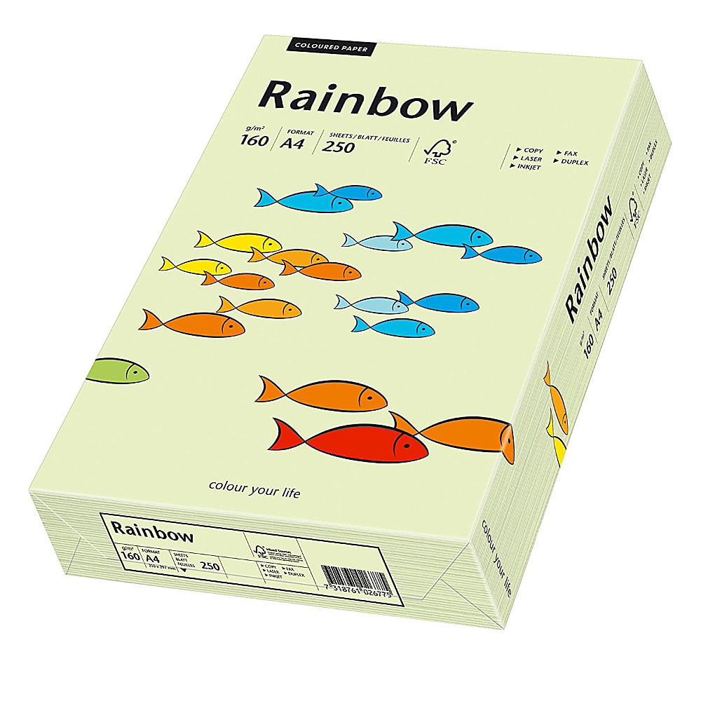Carton a4 rainbow, 160 g/mp, 250 coli/top, verde pastel
