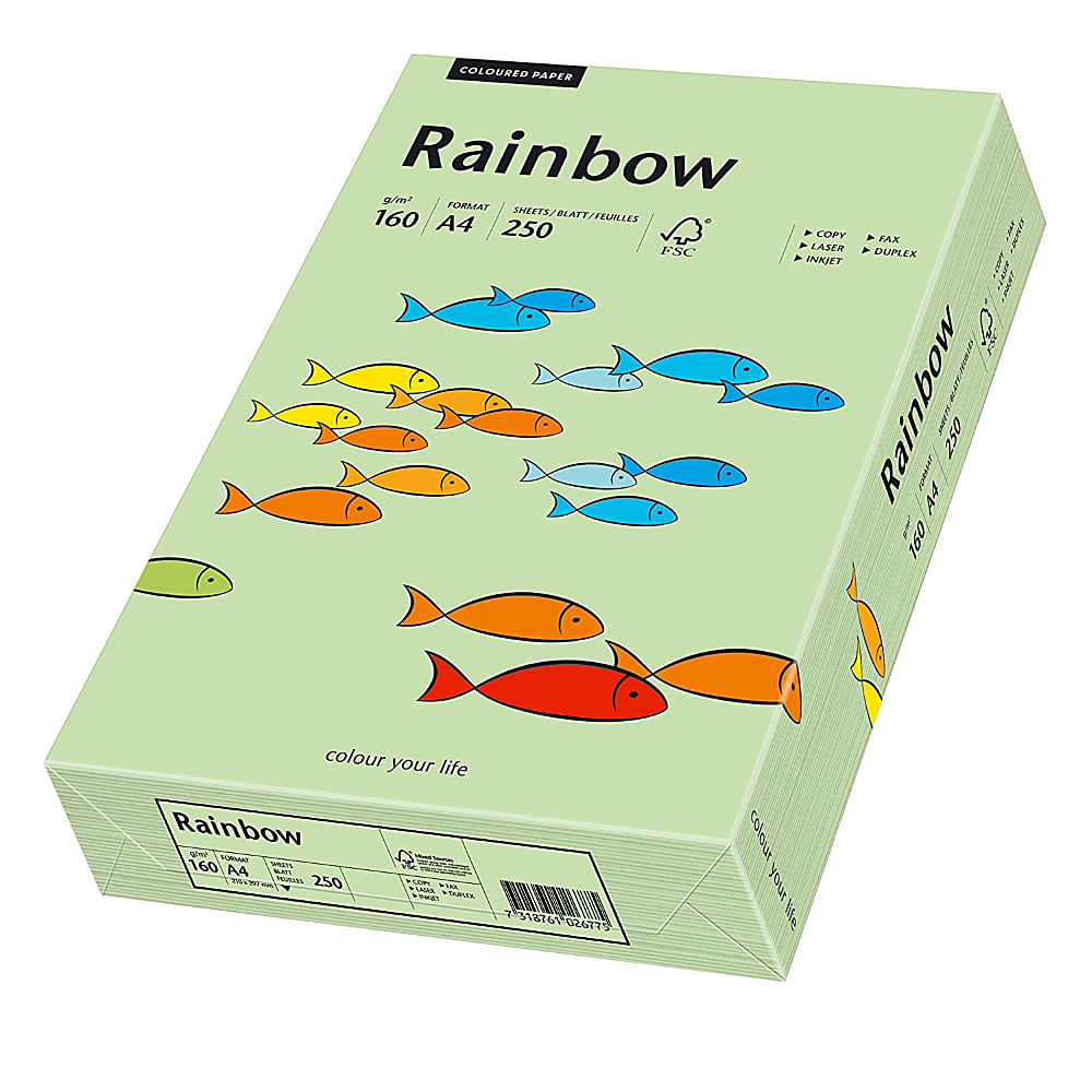 Carton A4 Rainbow, 160 g/mp, 250 coli/top, verde mediu dacris.net