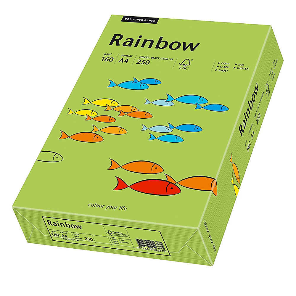 Carton A4 Rainbow, 160 g/mp, 250 coli/top, verde dacris.net