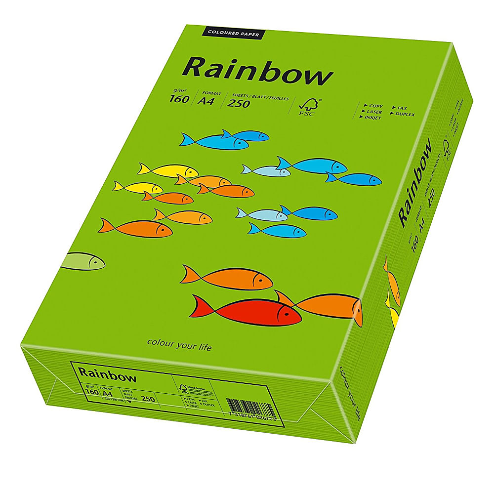 Carton a4 rainbow, 160 g/mp, 250 coli/top, verde intens