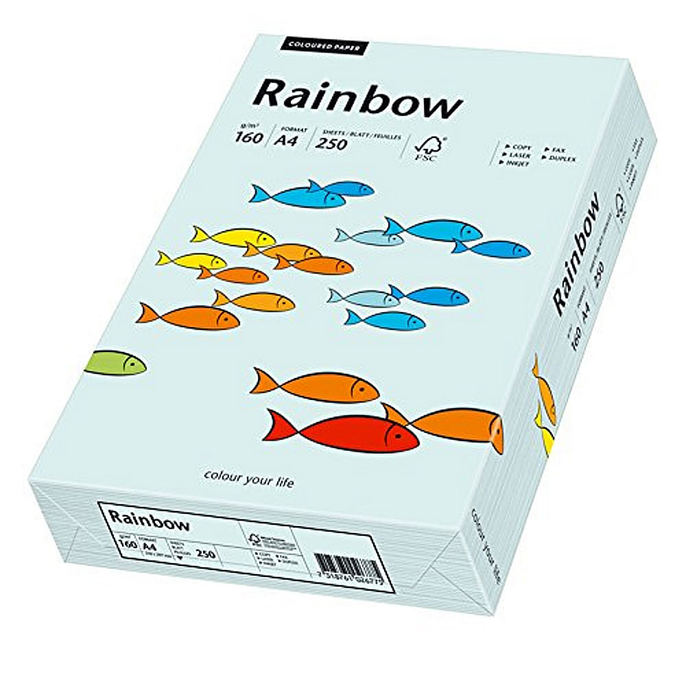 Carton A4 Rainbow, 160 g/mp, 250 coli/top, albastru pastel dacris.net