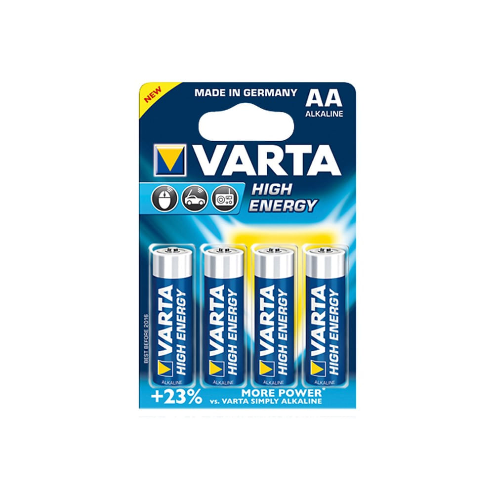Baterii R6 Varta AA High energy, 1.5V, 4 bucati/Set Baterie alcalina Varta High Energy 1.5V R6, AA, 4 bucati/set