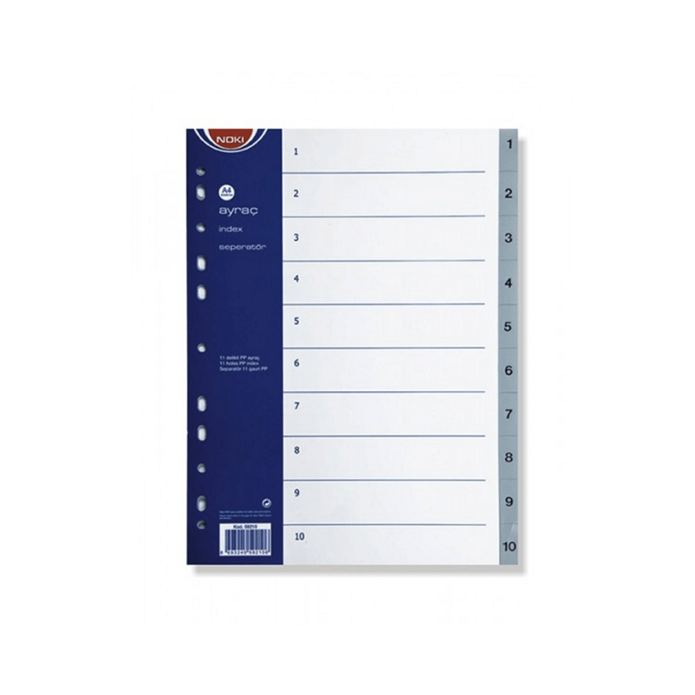 puzzi 10/1 Index Noki A4 plastic numerotat 1-10 gri