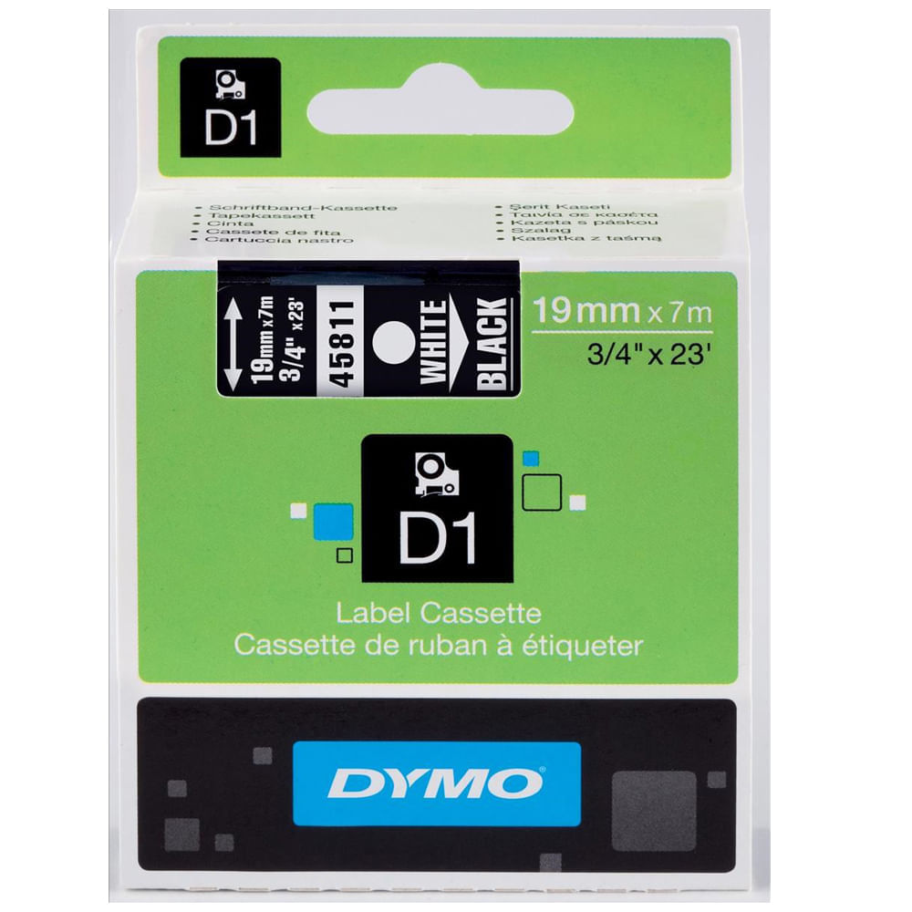 Banda Dymo D1, 19 mm x 7 m, alb/negru