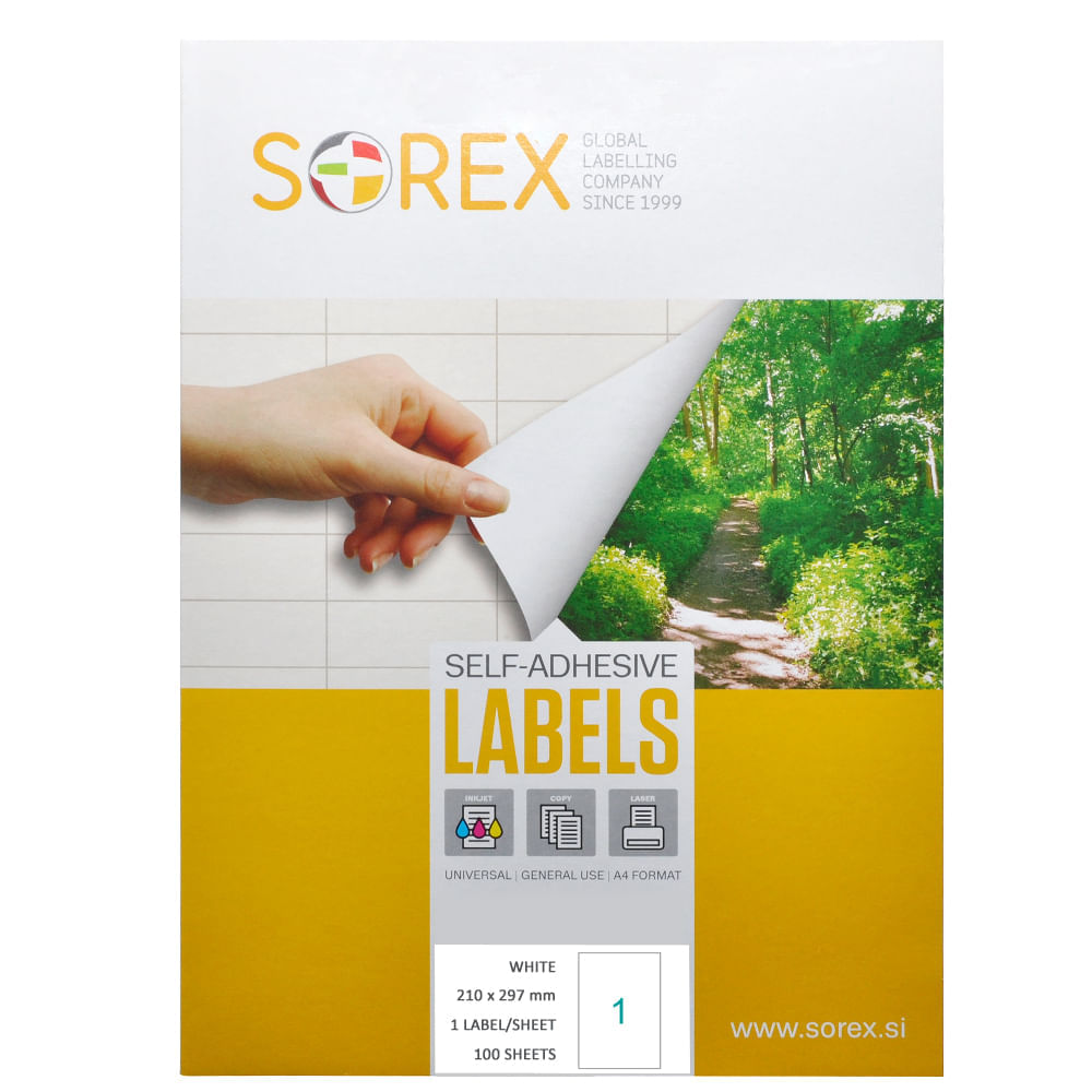 Etichete autoadezive 1/A4 210 x 297 mm alb 100 coli/top