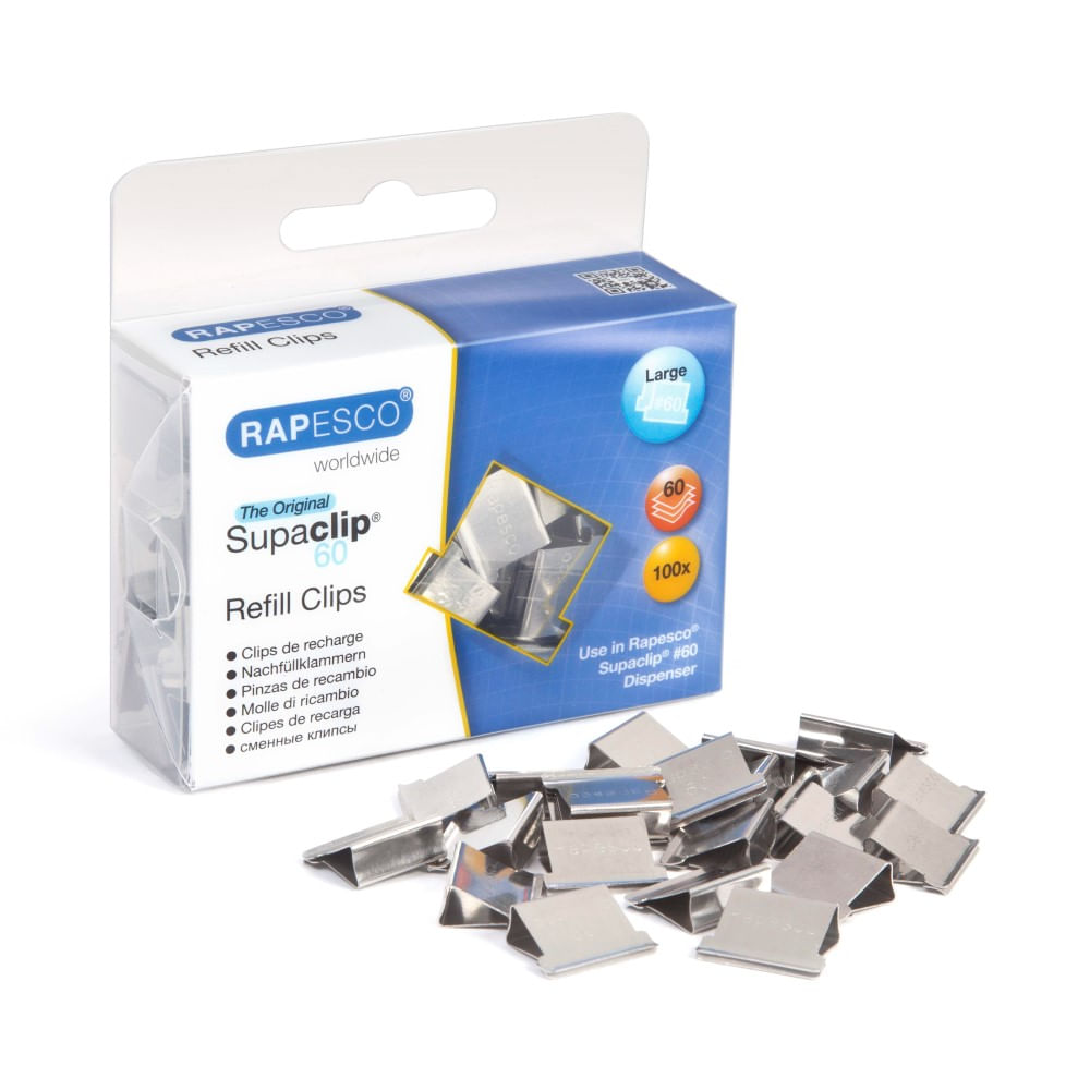 Dispenser clipsuri rapesco supaclip 60 plus 25 rezerve, culori diferite