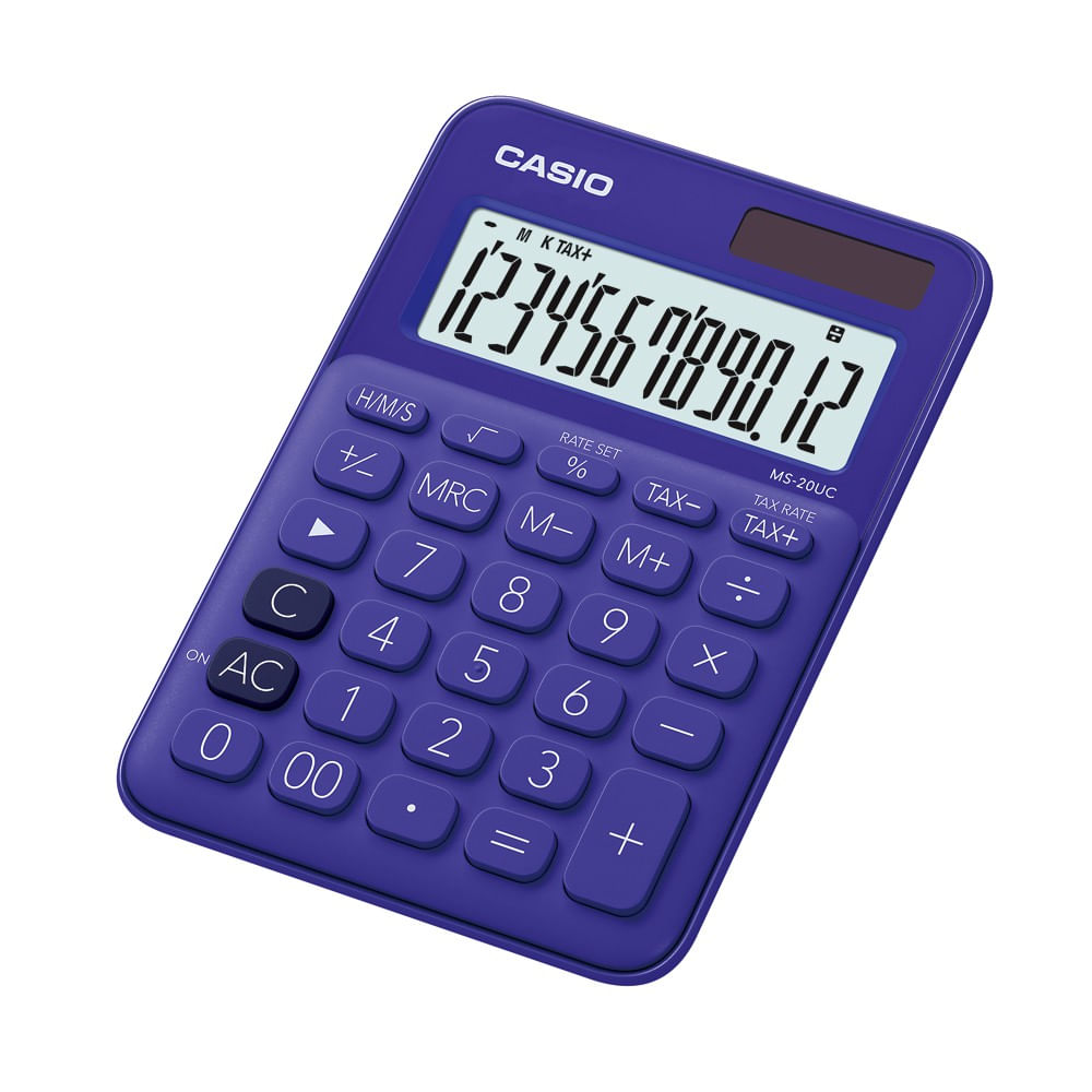 Calculator de birou Casio MS-20UC, 12 digits, violet Casio imagine 2022 depozituldepapetarie.ro