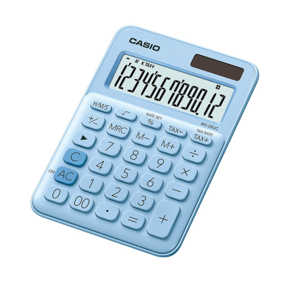 Calculator de birou Casio MS-20UC, 12 digits, bleu Casio