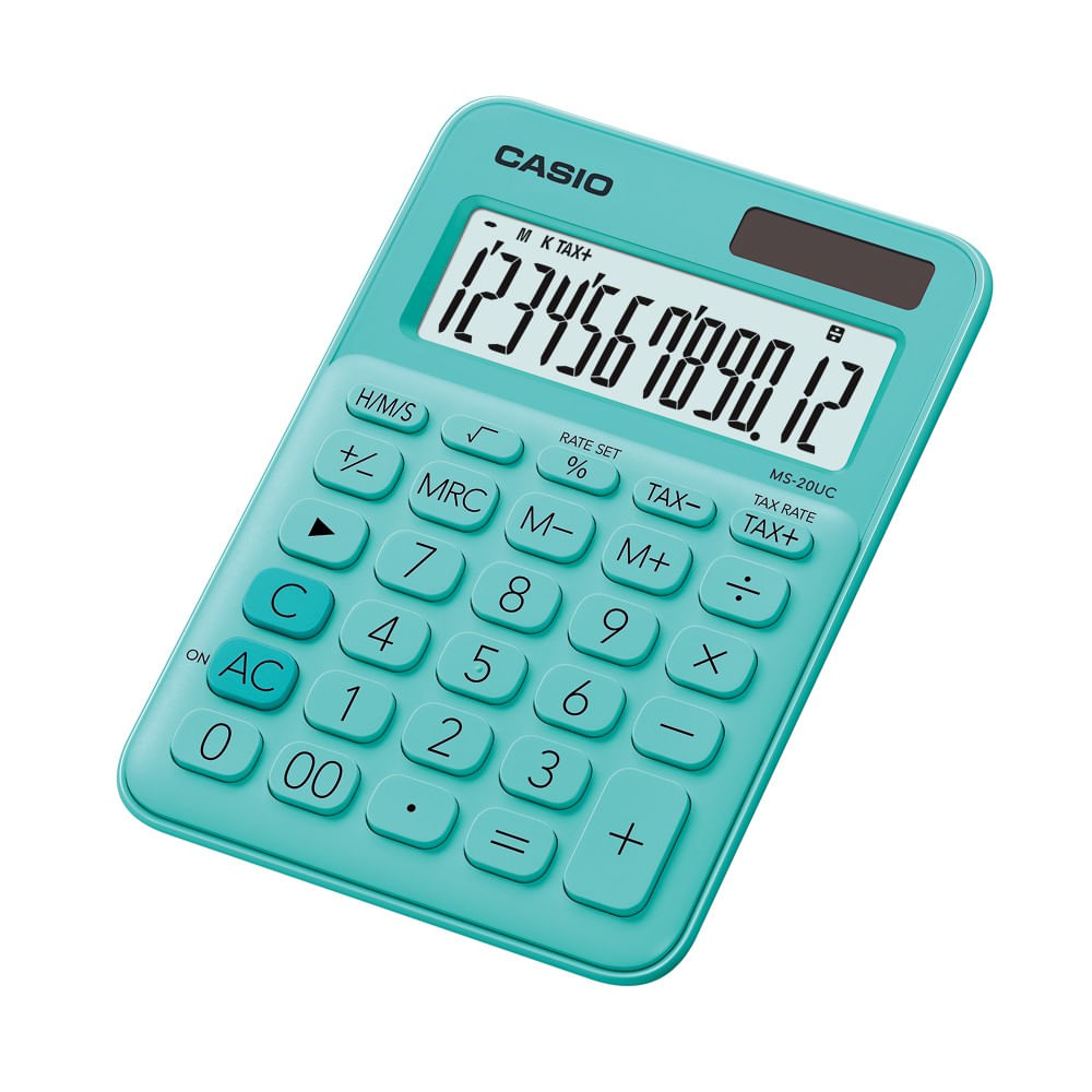 Calculator de birou Casio MS-20UC, 12 digits, verde Casio imagine 2022 cartile.ro