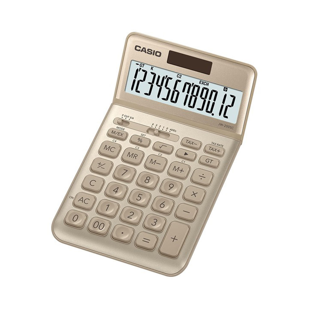 Calculator de birou Casio JW-200SC, 12 digits, auriu Casio imagine 2022 cartile.ro