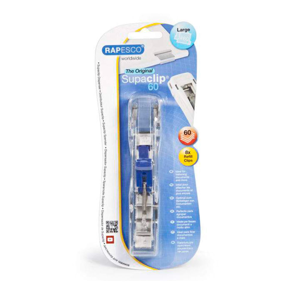 Dispenser clipsuri metalice 60 coli Rapesco include 8 clipsuri